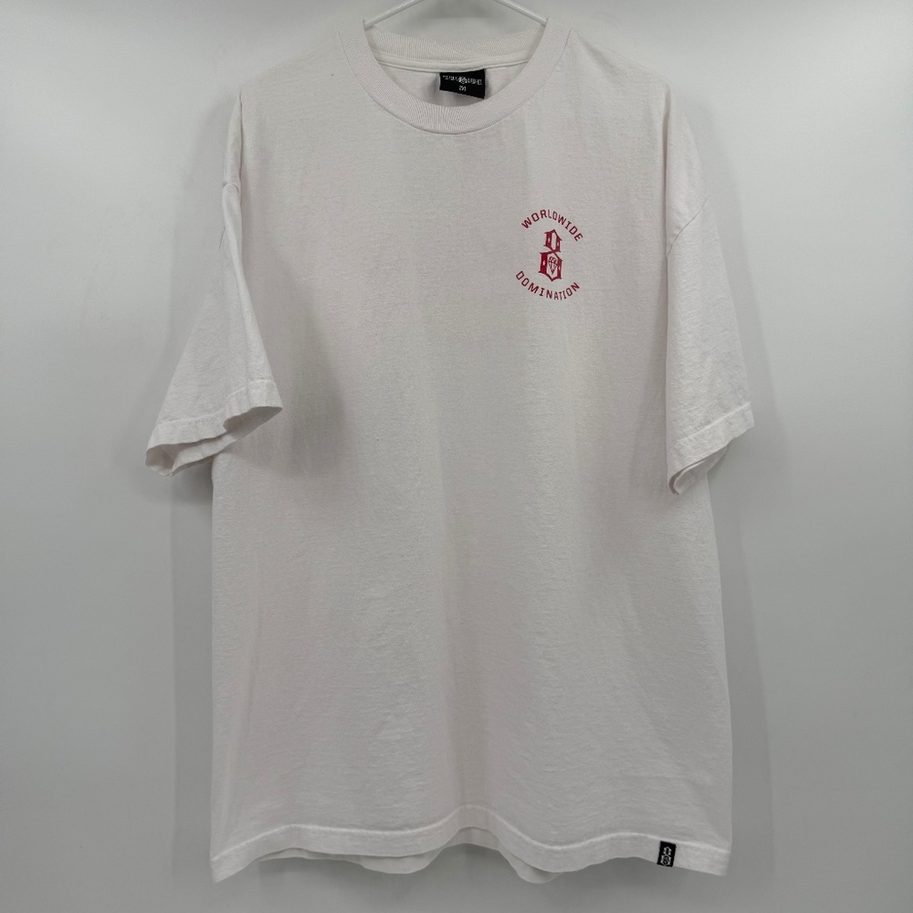 Rebel Eight T Shirt Men 2XL White Red Crew Neck World Domination Short Sleeve